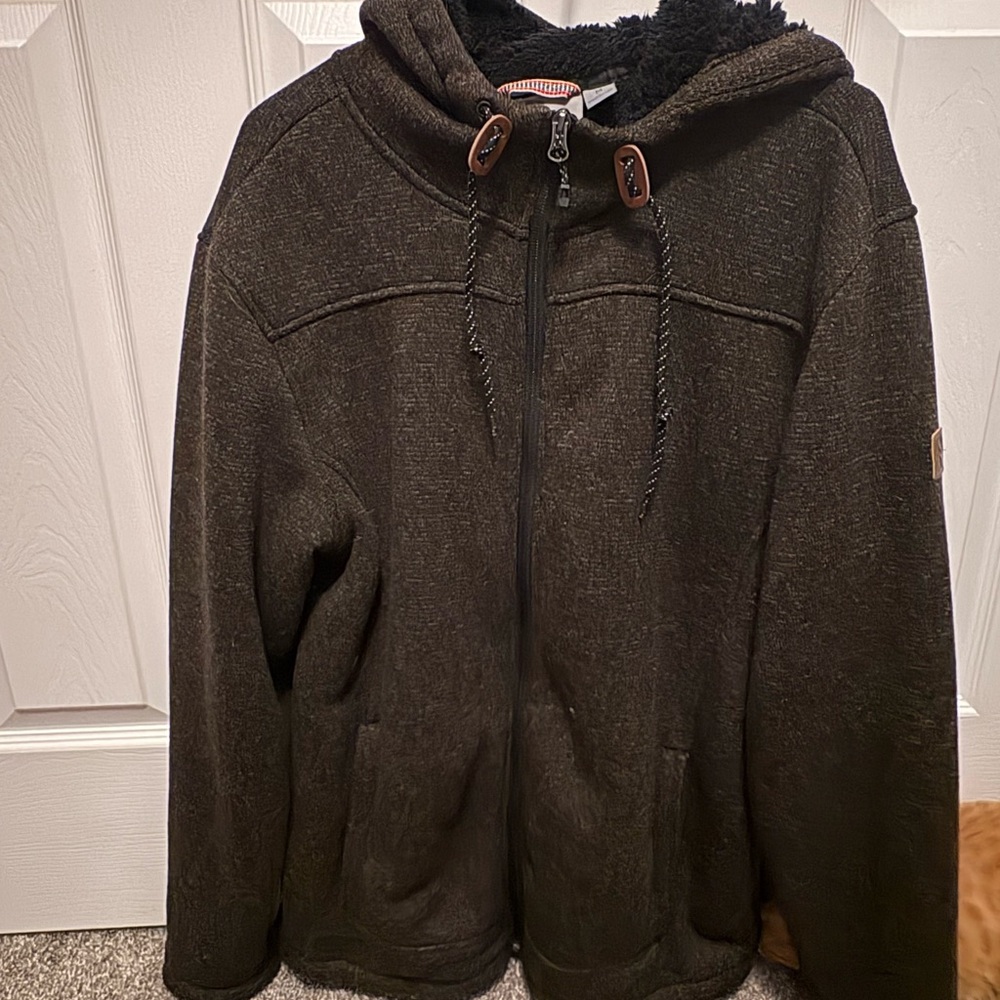 Men's Charcoal Zip-Up Sweater with Hood